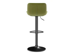 Conjunto de 4 banquetas de bar verdes, reguláveis em altura, em veludo e metal.