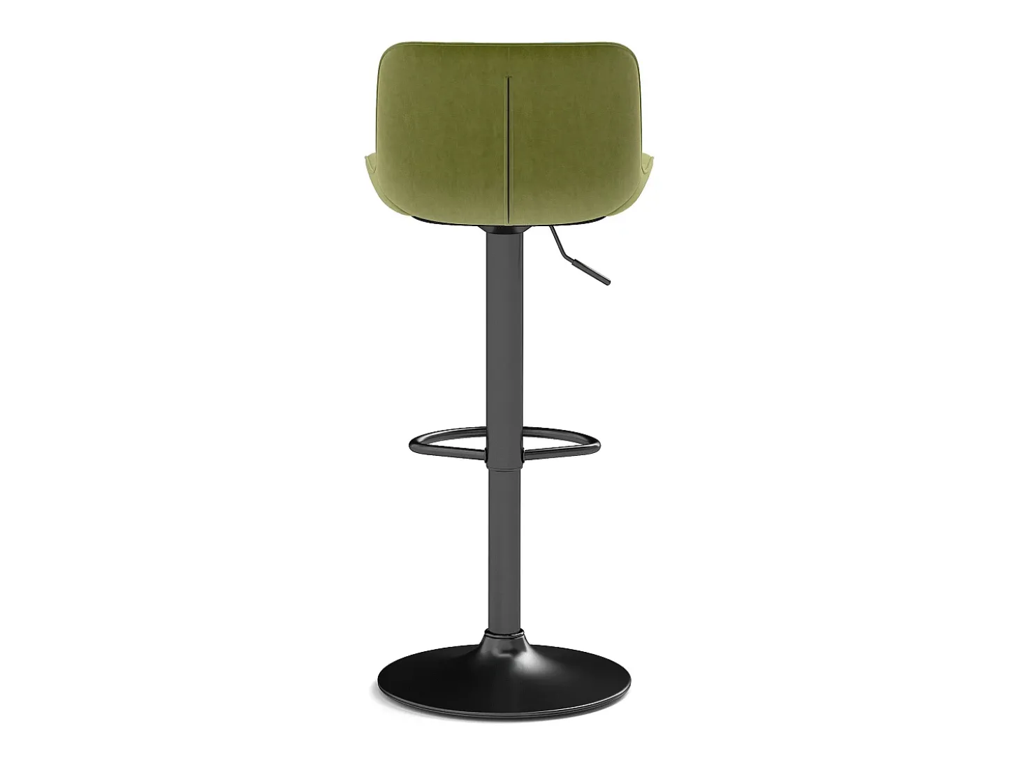 Conjunto de 4 banquetas de bar verdes, reguláveis em altura, em veludo e metal.