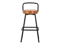 Conjunto de 6 banquetas de bar - 37 x 37 x 90,5 cm - com encosto e apoio para os pés - em couro PU e pés de ferro - marrom