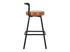 Conjunto de 6 banquetas de bar - 37 x 37 x 90,5 cm - com encosto e apoio para os pés - em couro PU e pés de ferro - marrom