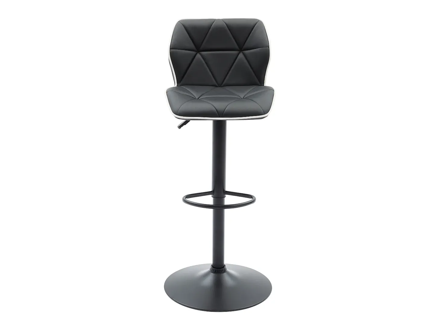 Conjunto de 2 banquetas de bar em couro sintético e aço - Altura ajustável - Preto - CALVIN