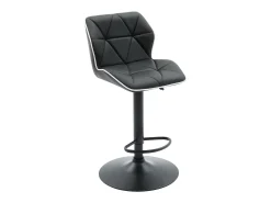 Conjunto de 2 banquetas de bar em couro sintético e aço - Altura ajustável - Preto - CALVIN