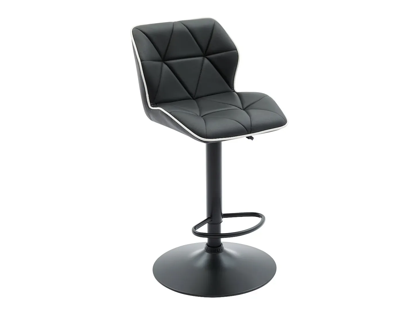Conjunto de 2 banquetas de bar em couro sintético e aço - Altura ajustável - Preto - CALVIN