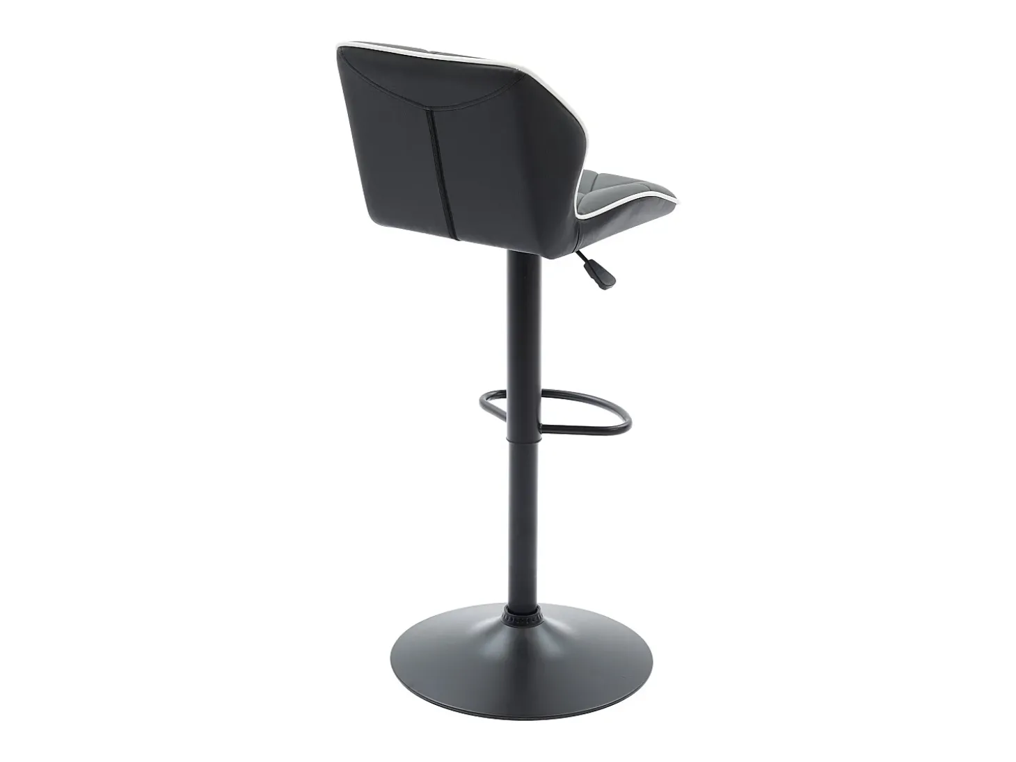 Conjunto de 2 banquetas de bar em couro sintético e aço - Altura ajustável - Preto - CALVIN