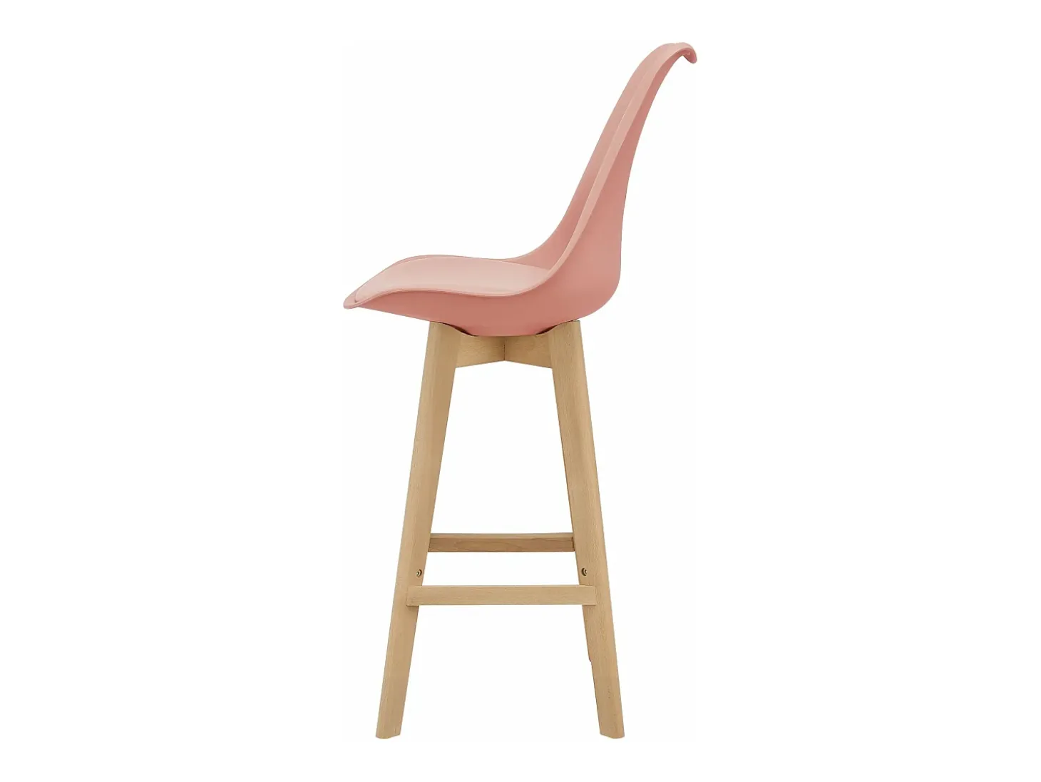 Conjunto de 4 banquetas de bar em plástico sintético acabamento em faia 105x48x58 cm rosa 03_0008721