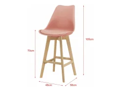 Conjunto de 4 banquetas de bar em plástico sintético acabamento em faia 105x48x58 cm rosa 03_0008721