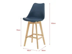 Conjunto de 6 banquetas de bar em plástico sintético acabamento em faia 105 x 48 x 58 cm azul 03_0008725