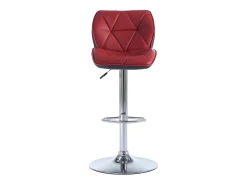 Conjunto de 2 banquetas de bar em couro sintético e aço cromado - Altura ajustável - Vermelho - CALVIN