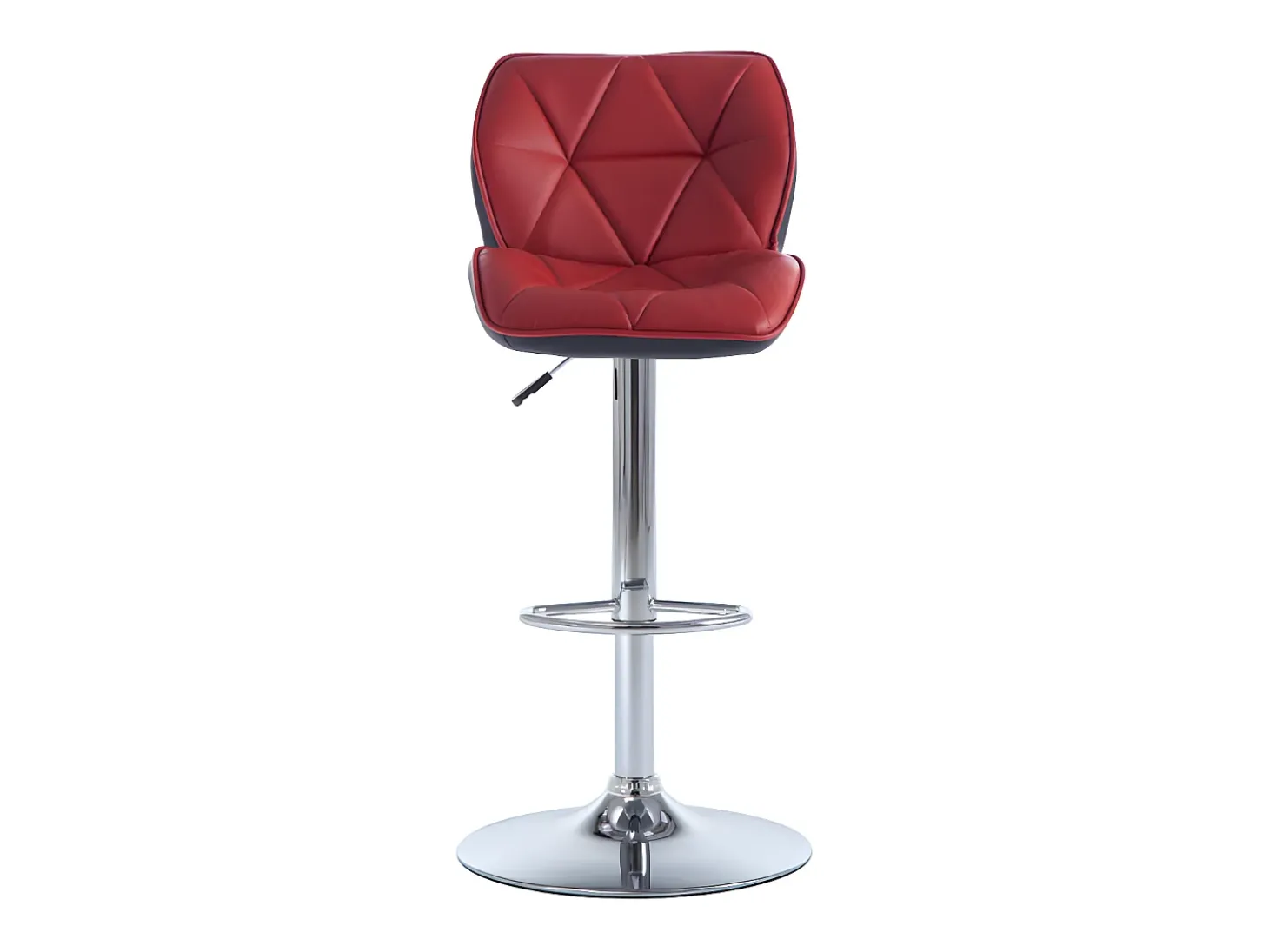Conjunto de 2 banquetas de bar em couro sintético e aço cromado - Altura ajustável - Vermelho - CALVIN