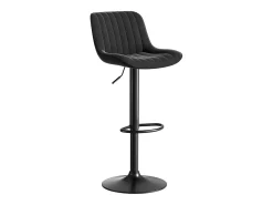 Conjunto de 4 banquetas de bar pretas, com altura regulável, em veludo e metal.