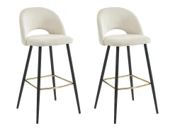 Conjunto de 2 banquetas de bar em veludo cotelê e metal - Creme - FINCHY por Pascal Morabito