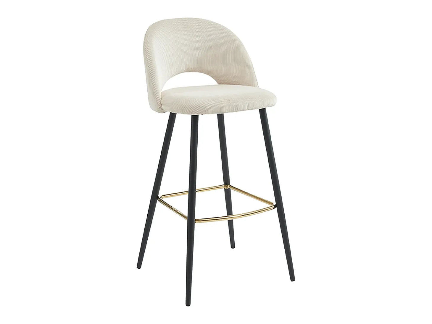 Conjunto de 2 banquetas de bar em veludo cotelê e metal - Creme - FINCHY por Pascal Morabito