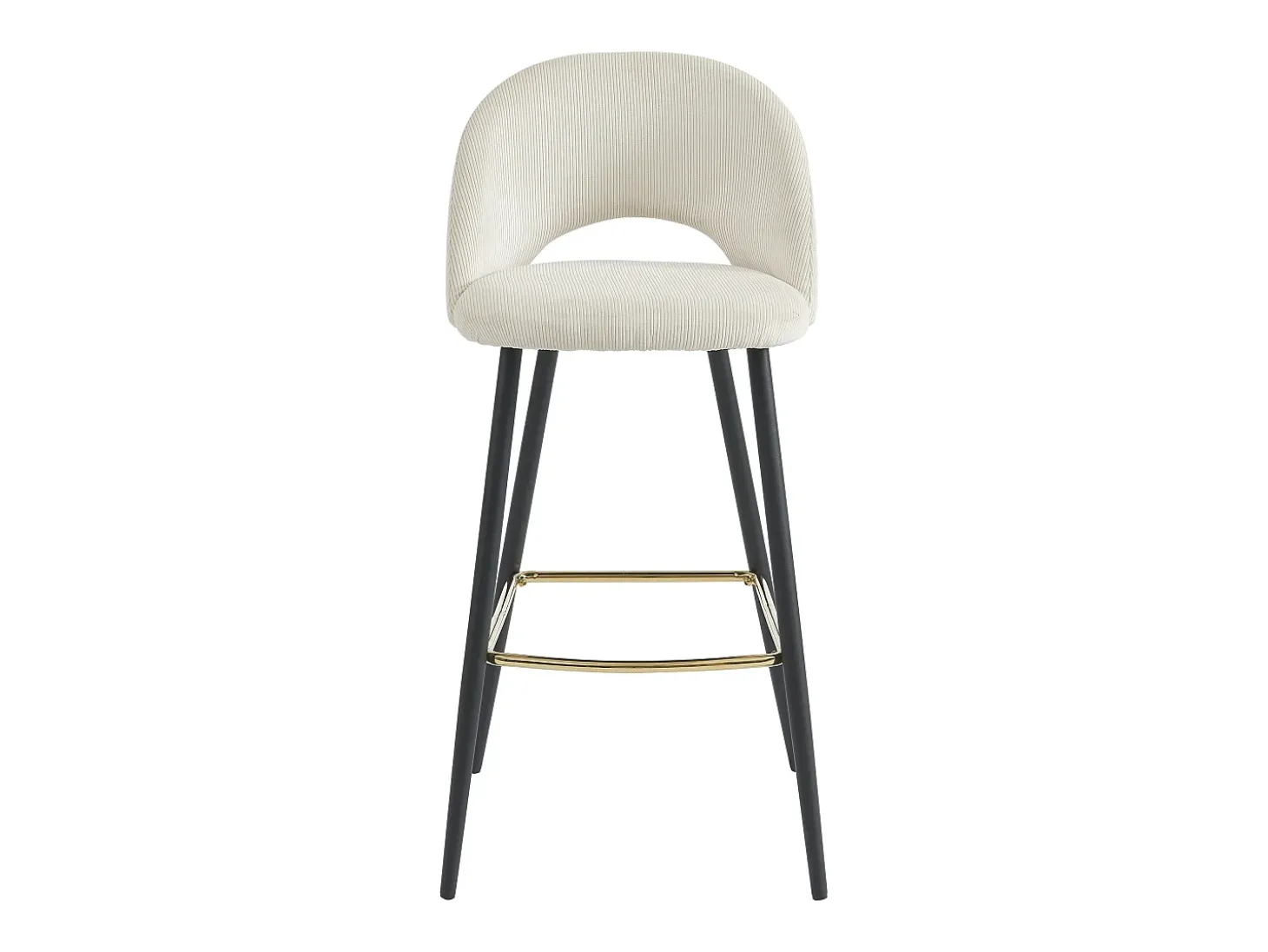 Conjunto de 2 banquetas de bar em veludo cotelê e metal - Creme - FINCHY por Pascal Morabito