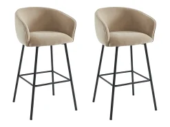 Conjunto de 2 banquetas em tecido e metal preto - Bege - LAZONI por Pascal Morabito