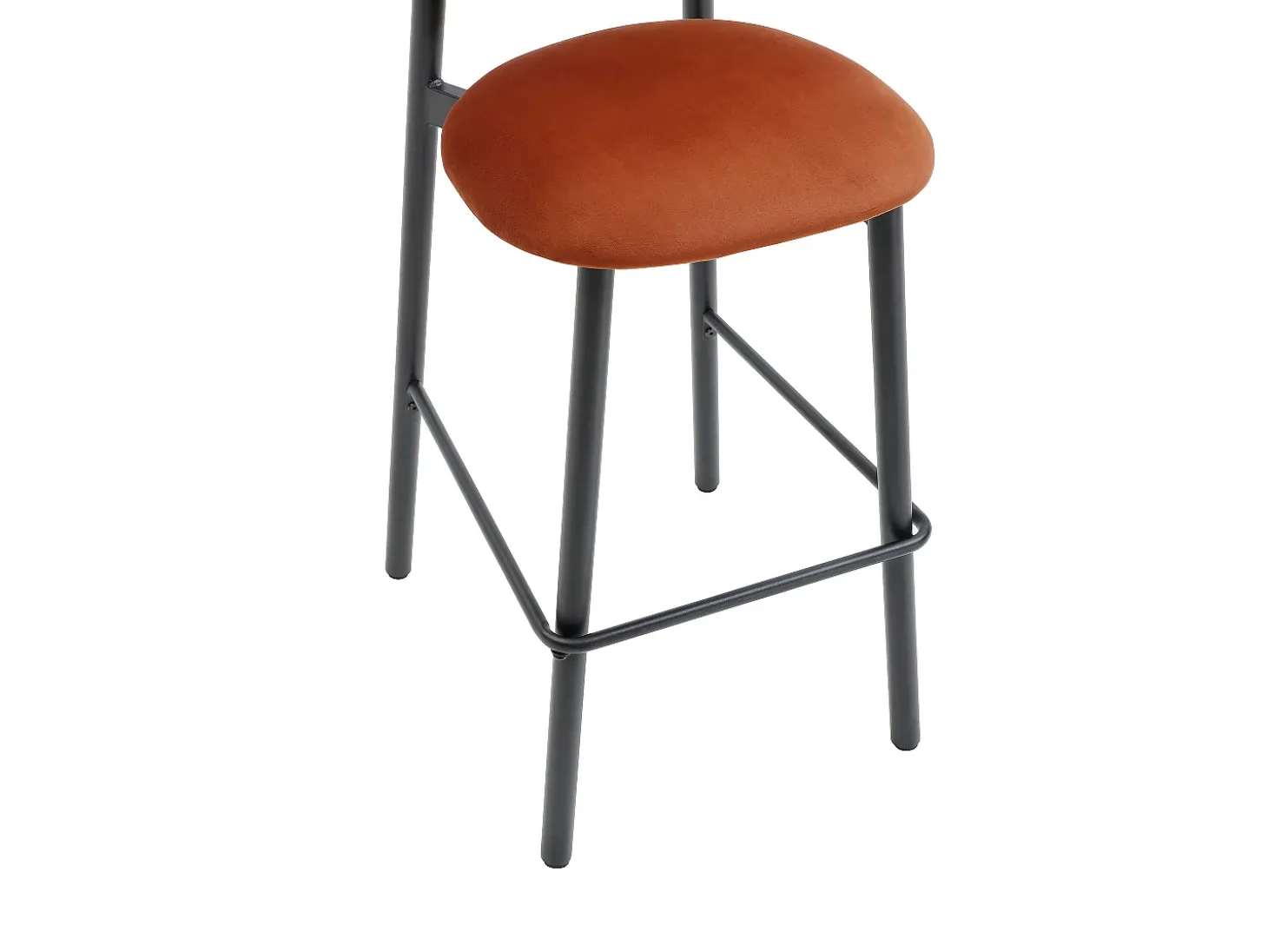 Conjunto de 2 banquetas em veludo e metal preto - Terracotta - LAKABI