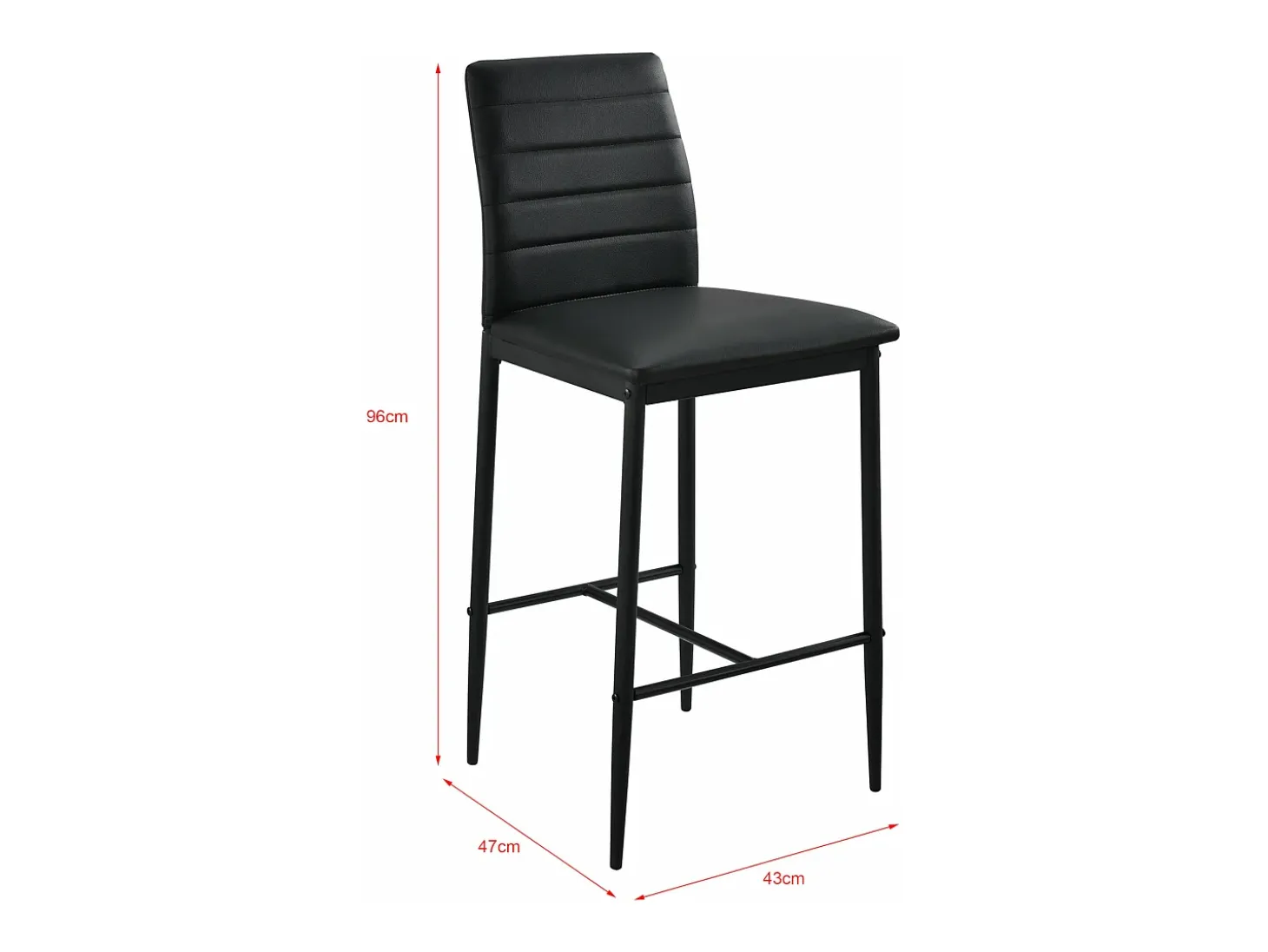Conjunto de 2 banquetas/cadeiras de bar com pés de aço assento sintético e altura do assento de 66 cm pretas 03_0005787