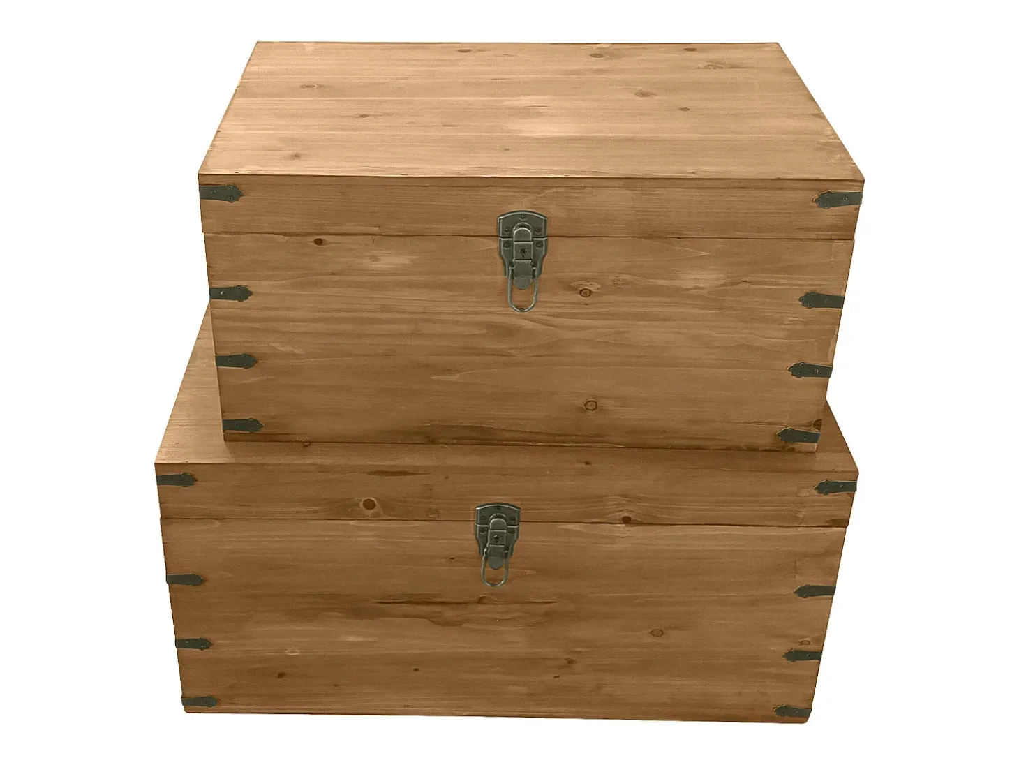 Conjunto de 2 baús de madeira, C. 70 x L. 46 x A. 35 cm e C. 60 x L. 38 x A. 30 cm, MALOUEN