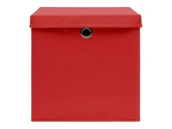 Conjunto de 10 Caixas de Arrumação com Tampas em Tecido Vermelho 32x32x32cm