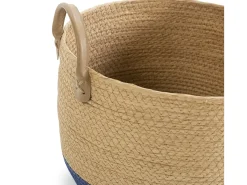 Conjunto de 3 cestas Tecla de fibra natural com alças, azul/natural.