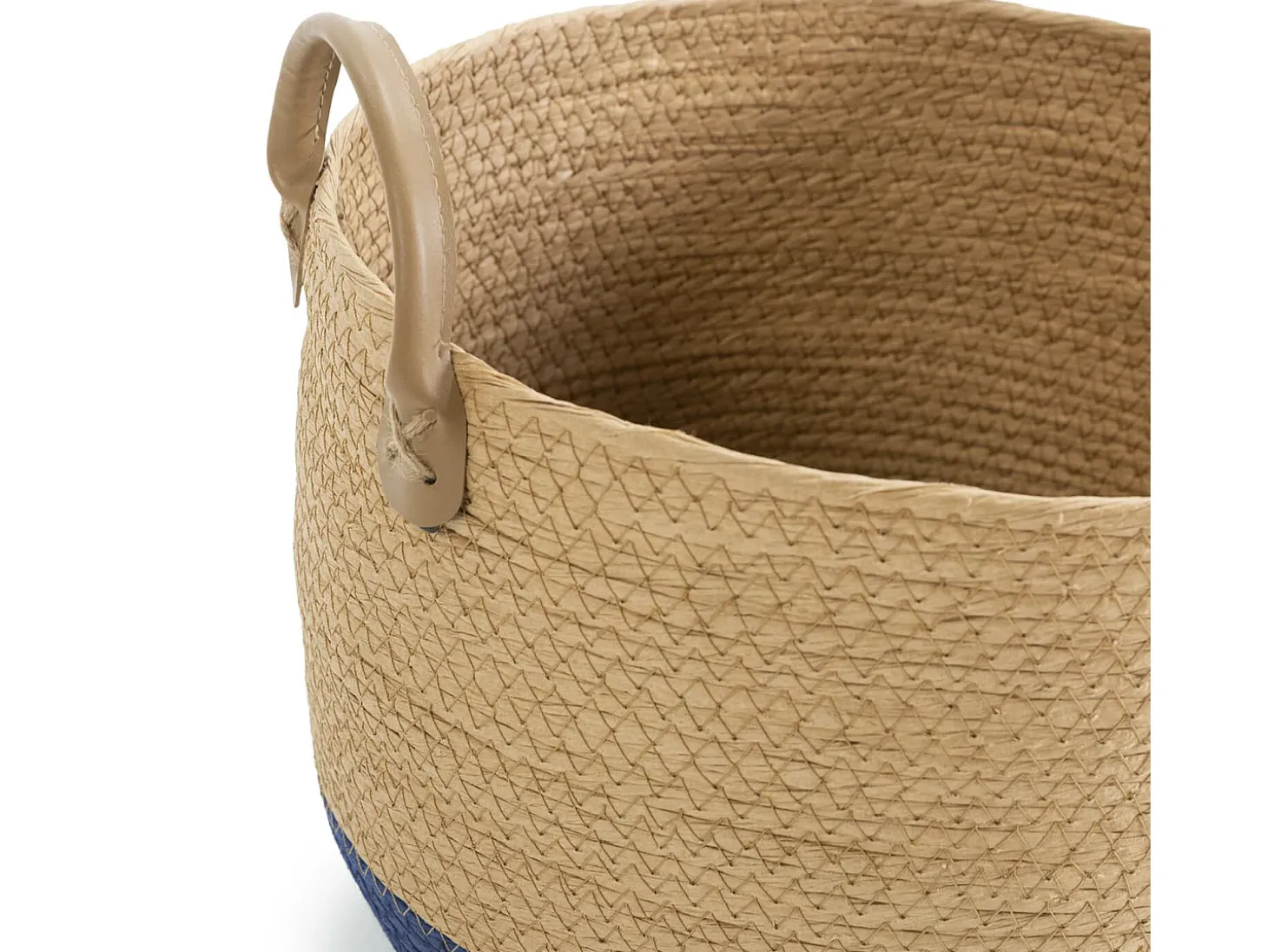 Conjunto de 3 cestas Tecla de fibra natural com alças, azul/natural.