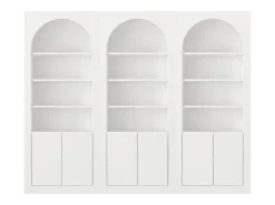Conjunto de 3 estantes com 4 nichos e 2 portas - Branco - CYMORA