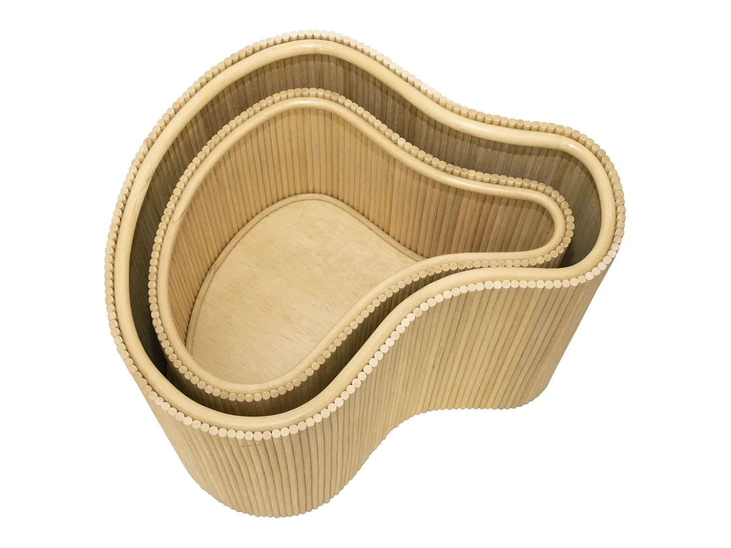 Conjunto de 2 mesas de apoio, caixas orgânicas rotim A45 cm x A33,5 cm cor natural MARSA