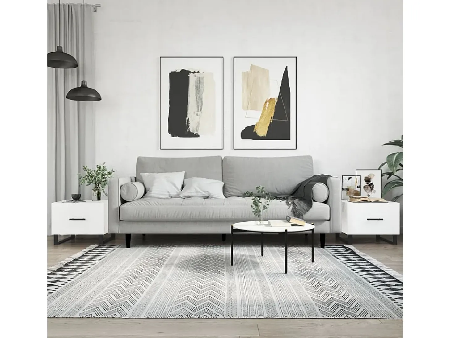 Conjunto de 2 Mesas de Centro | Mesa de apoio | Mesa de café 50x50x40 cm branco brilhante