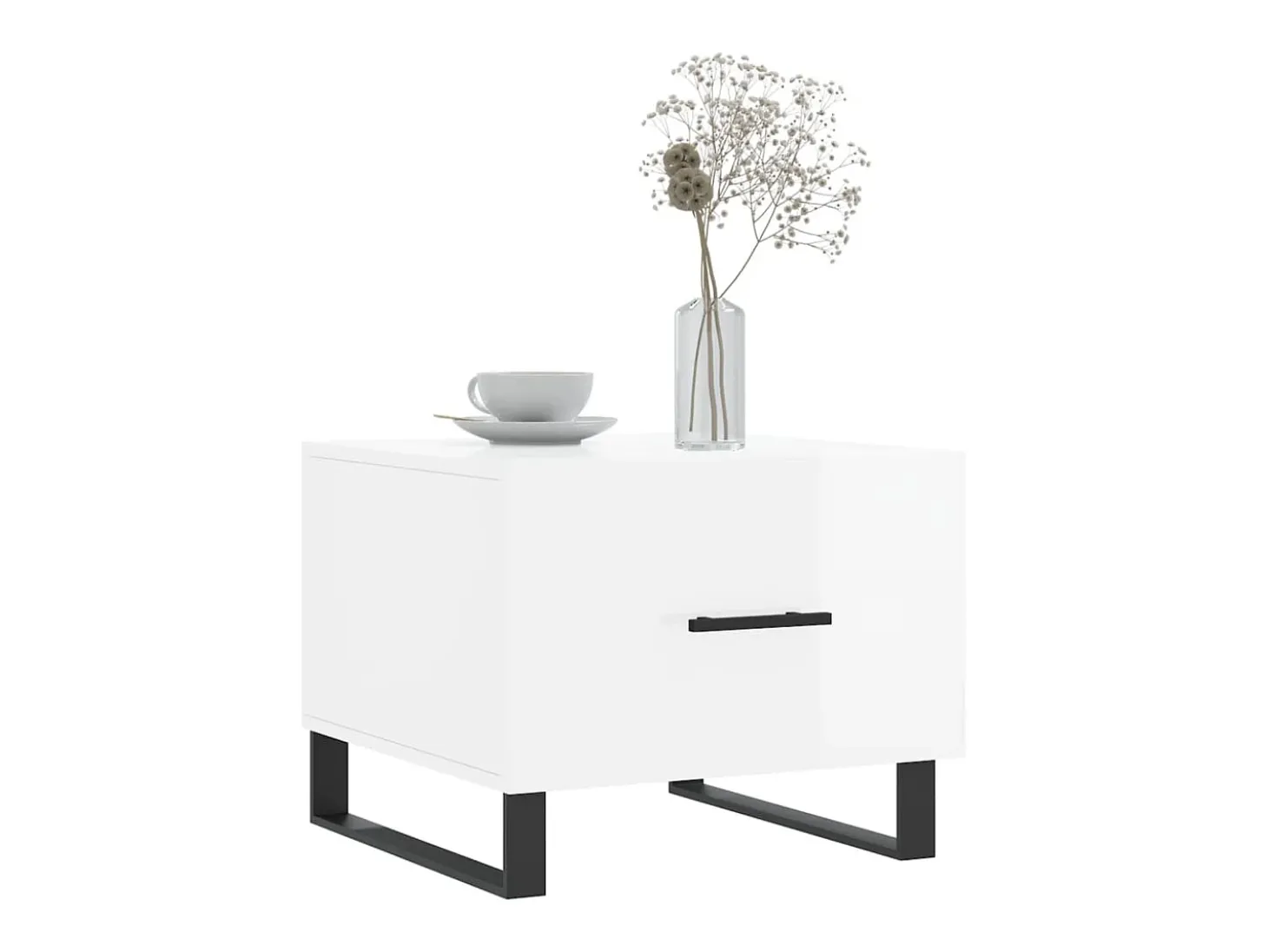 Conjunto de 2 Mesas de Centro | Mesa de apoio | Mesa de café 50x50x40 cm branco brilhante