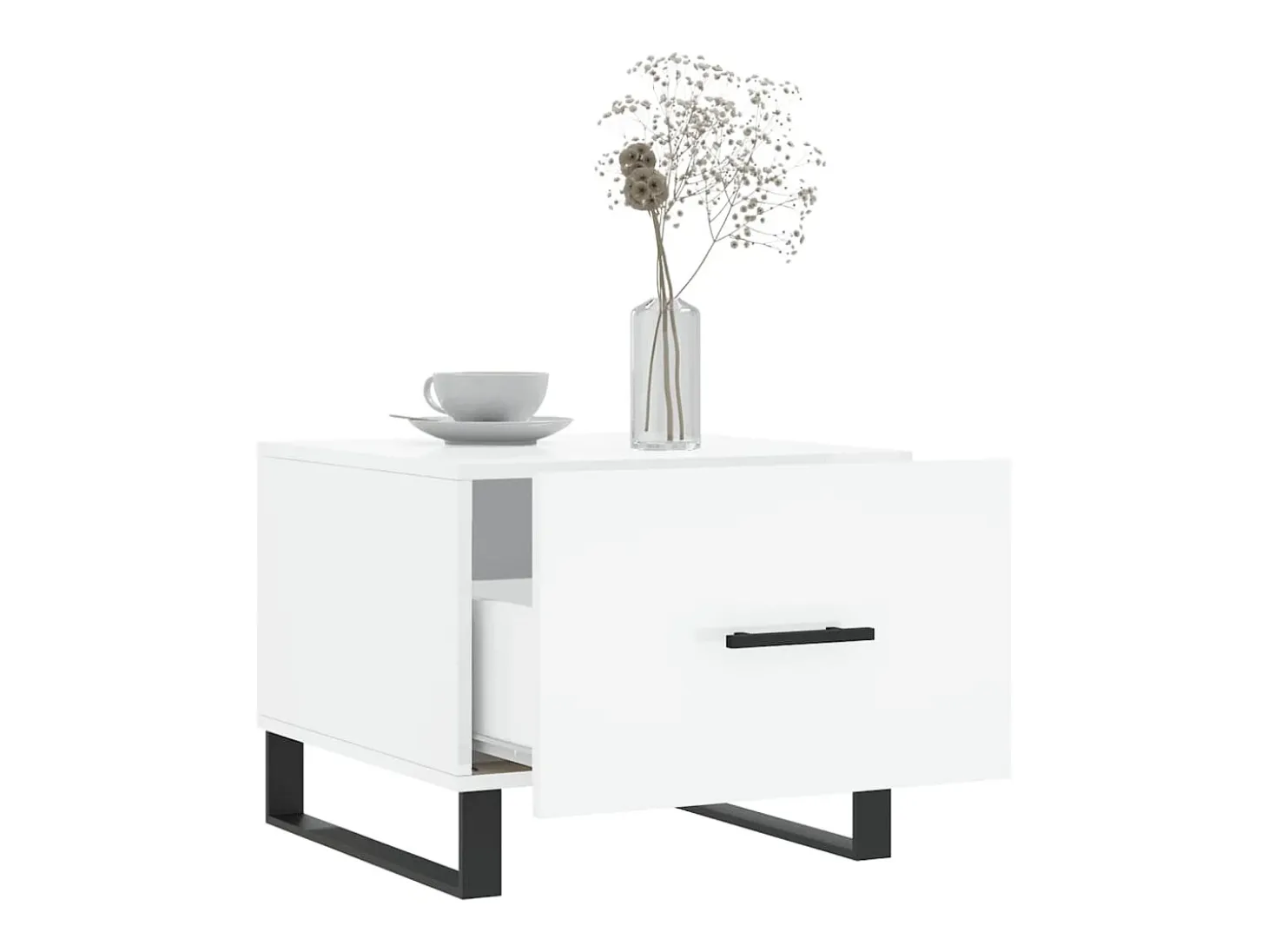 Conjunto de 2 Mesas de Centro | Mesa de apoio | Mesa de café 50x50x40 cm branco brilhante
