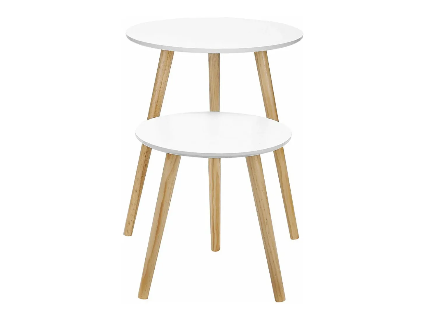 Conjunto de 2 mesas de centro redondas para cafeteria/mesa de cabeceira estilo escandinavo minimalista moderno sala de estar/quarto brancas 12_0002956