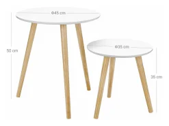 Conjunto de 2 mesas de centro redondas para cafeteria/mesa de cabeceira estilo escandinavo minimalista moderno sala de estar/quarto brancas 12_0002956