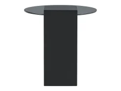Conjunto de 2 mesas de centro - Mesas redondas com efeito mármore - Madeira MDF + vidro - Branco e preto