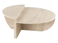 Conjunto de 2 mesas de cento efeito travertino bege - ALOEVA