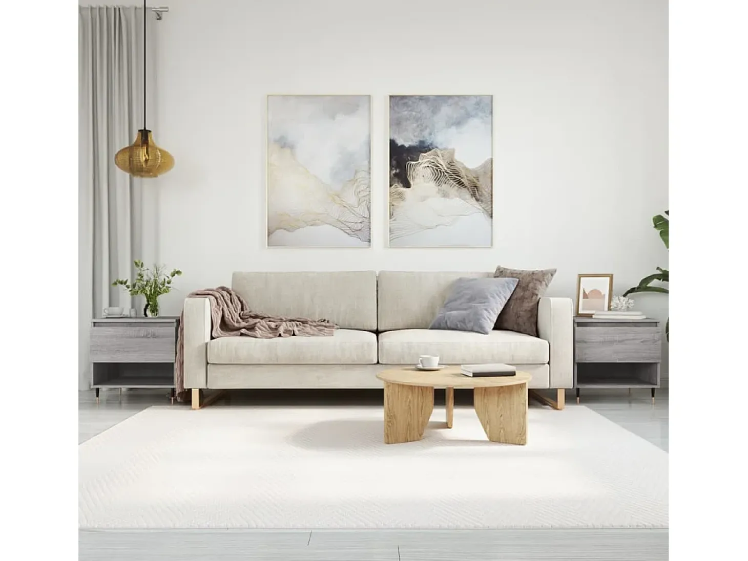 Conjunto de 2 Mesas de Centro | Mesa de apoio | Mesa de café 50x46x50cm deriv. madeira cinzento sonoma