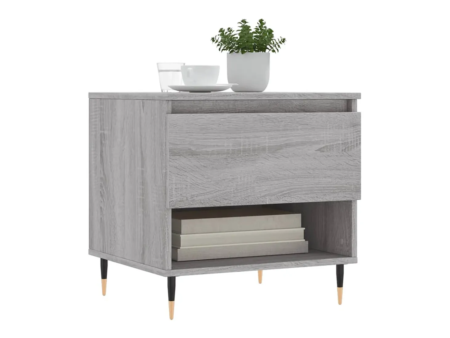 Conjunto de 2 Mesas de Centro | Mesa de apoio | Mesa de café 50x46x50cm deriv. madeira cinzento sonoma