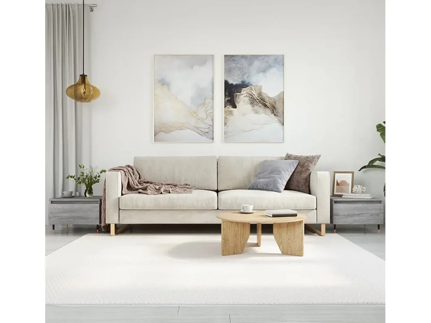Conjunto de 2 Mesas de Centro | Mesa de apoio | Mesa de café 50x46x35cm deriv. madeira cinzento sonoma