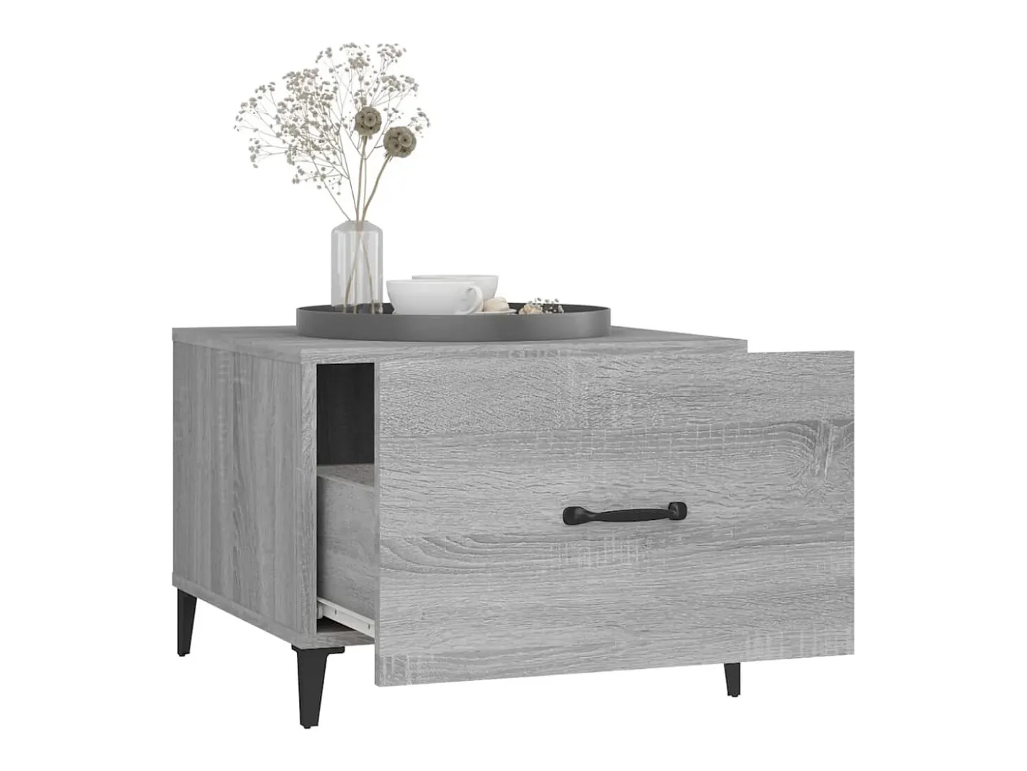 Conjunto de 2 Mesas de Centro | Mesa de apoio + pernas de metal 50x50x40 cm sonoma cinza