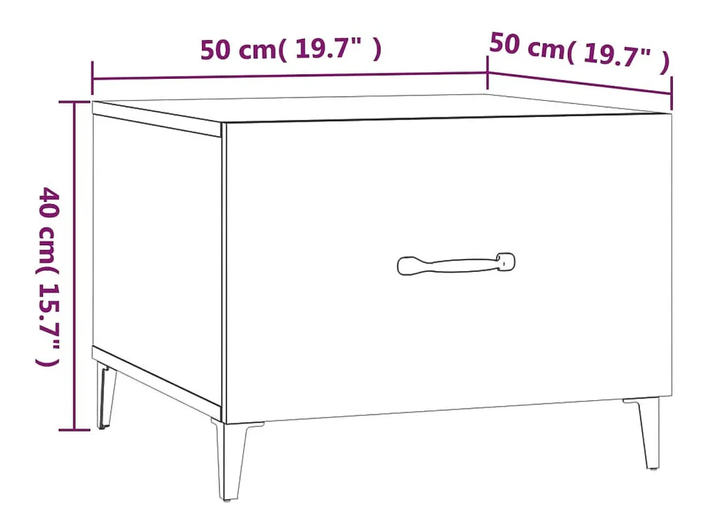 Conjunto de 2 Mesas de Centro | Mesa de apoio + pernas de metal 50x50x40 cm sonoma cinza