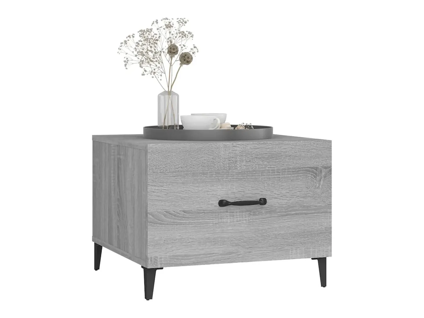 Conjunto de 2 Mesas de Centro | Mesa de apoio + pernas de metal 50x50x40 cm sonoma cinza
