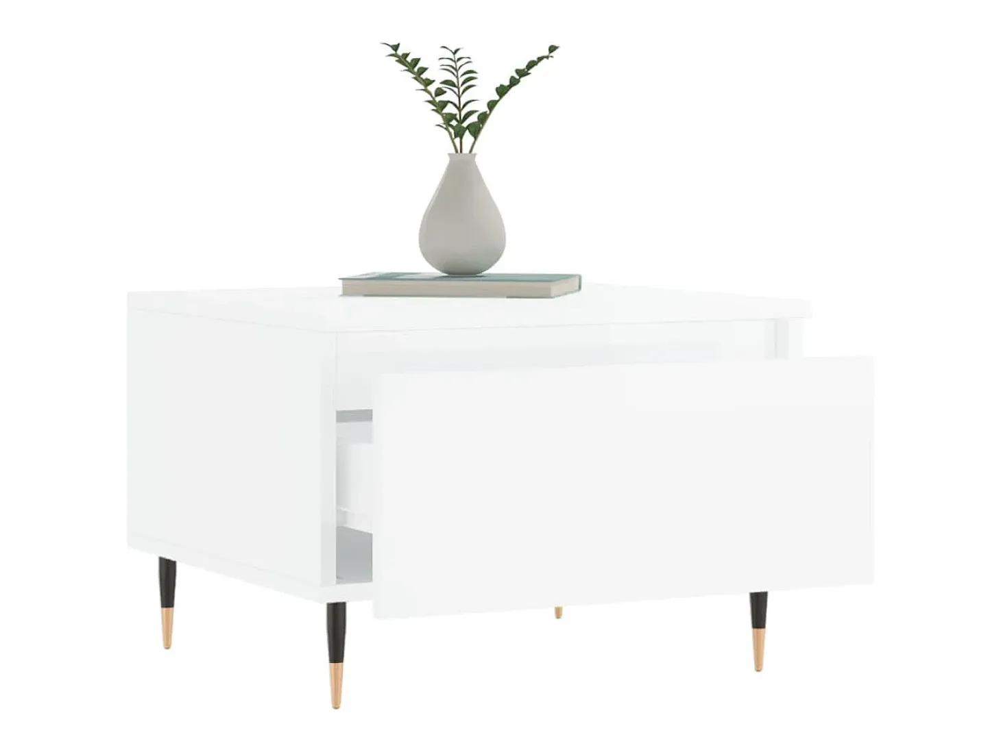 Conjunto de 2 Mesas de Centro | Mesa de apoio | Mesa de café 50x46x35cm deriv. madeira branco brilhante