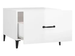 Conjunto de 2 Mesas de Centro | Mesa de apoio + pernas de metal 50x50x40 m branco brilhante