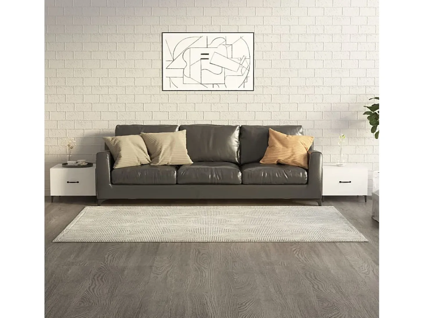 Conjunto de 2 Mesas de Centro | Mesa de apoio + pernas de metal 50x50x40 m branco brilhante