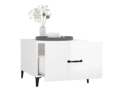 Conjunto de 2 Mesas de Centro | Mesa de apoio + pernas de metal 50x50x40 m branco brilhante