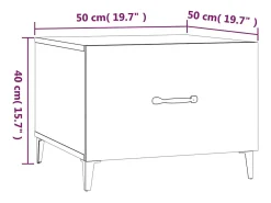 Conjunto de 2 Mesas de Centro | Mesa de apoio + pernas de metal 50x50x40 m branco brilhante