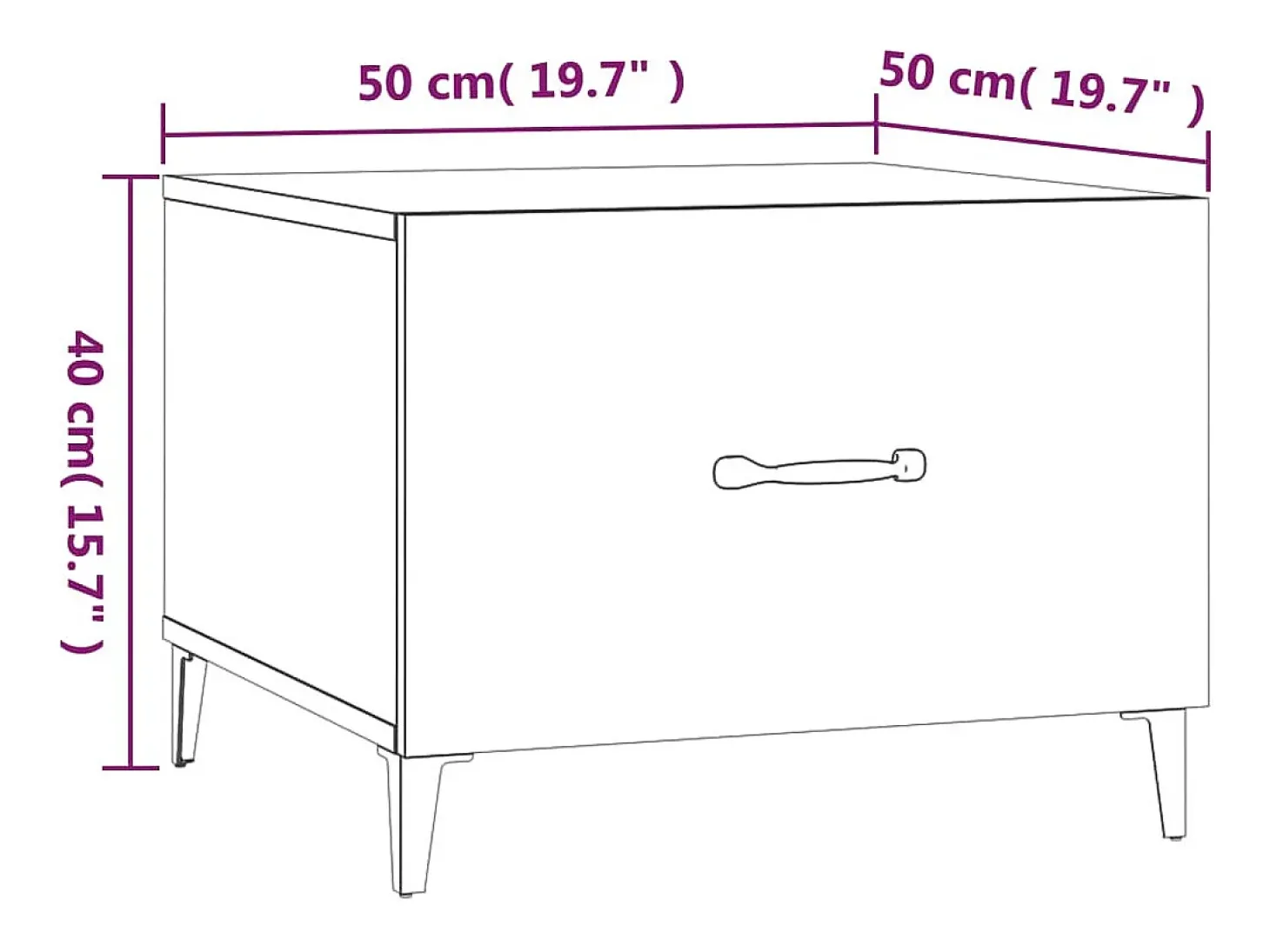 Conjunto de 2 Mesas de Centro | Mesa de apoio + pernas de metal 50x50x40 m branco brilhante