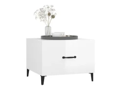Conjunto de 2 Mesas de Centro | Mesa de apoio + pernas de metal 50x50x40 m branco brilhante