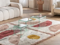 Conjunto de 3 mesas de centro de encaixar MINKA - Vidro temperado