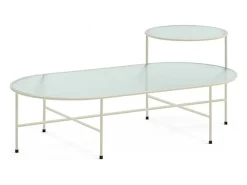 Conjunto de 2 mesas de centro para sala creme 120x60 cm