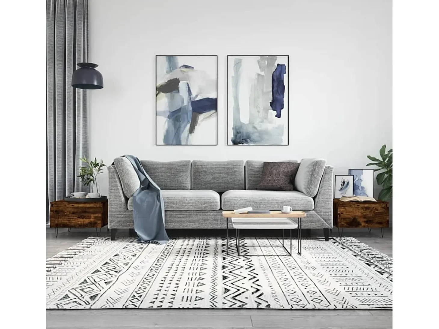 Conjunto de 2 Mesas de Centro | Mesa de apoio | Mesa de café 50x46x35cm deriv. madeira carvalho fumado