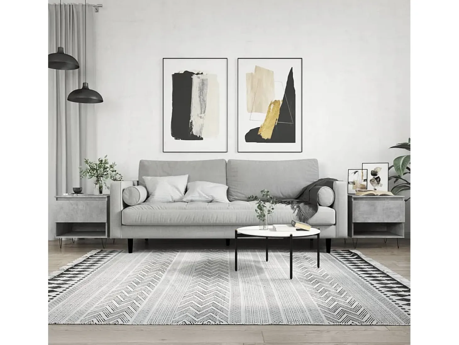 Conjunto de 2 Mesas de Centro | Mesa de apoio | Mesa de café 50x46x50 cm deriv. madeira cinza-cimento